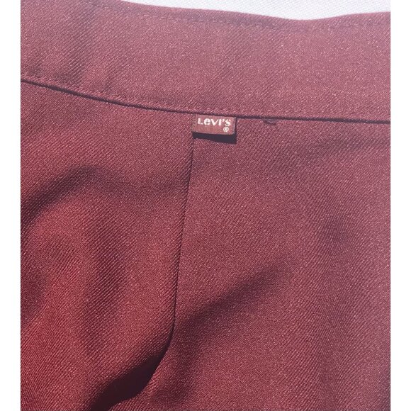 Vtg 70s Levi’s Mod HTF Poly Pants Women’s 2 27” High Waist Wide Leg Brick Red - Picture 2 of 16